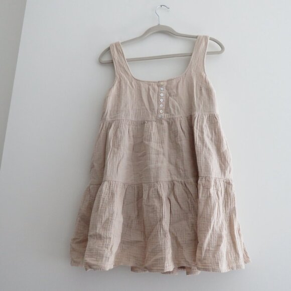 URBAN OUTFITTERS Gauzy 100% Cotton Tiered Tank Dress in Cream Coastal Boho XS - Picture 10 of 15